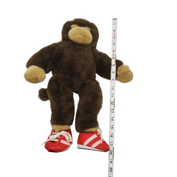 Build A Bear Monkey Chimp Plush 17” Brown Stuffed Animal With Red Lace Up Shoes - Picture 3 of 8
